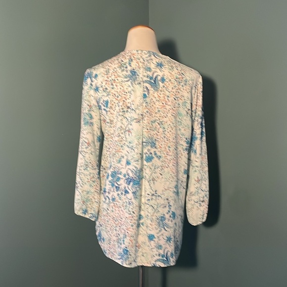 Tahari Floral Lace-Up Blouse - Picture 2 of 7